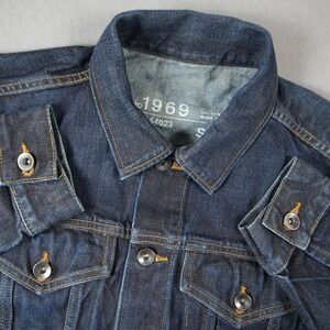 Gap Denim Trucker Jacket Mens S Dark Indigo Blue Jean Jacket Classic
